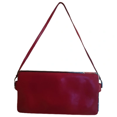 Pre owned Sergio Rossi Leather Clutch Bag In Red ModeSens