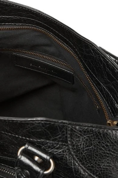 Shop Balenciaga Velo Textured-leather Tote In Black