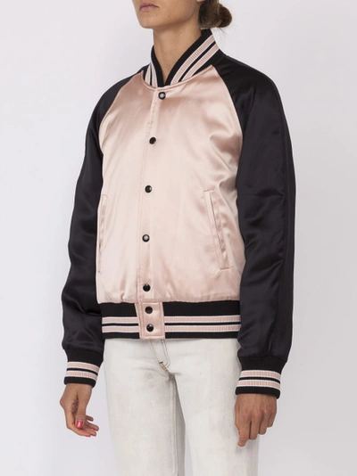 Shop Saint Laurent Striped Trim Bomber Jacket