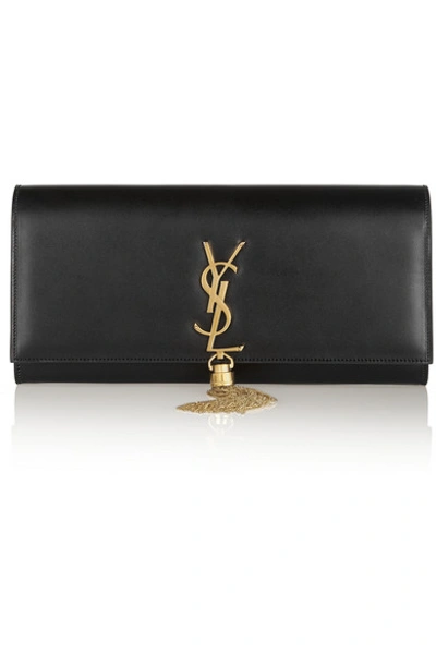 Shop Saint Laurent Monogramme Leather Clutch In Black