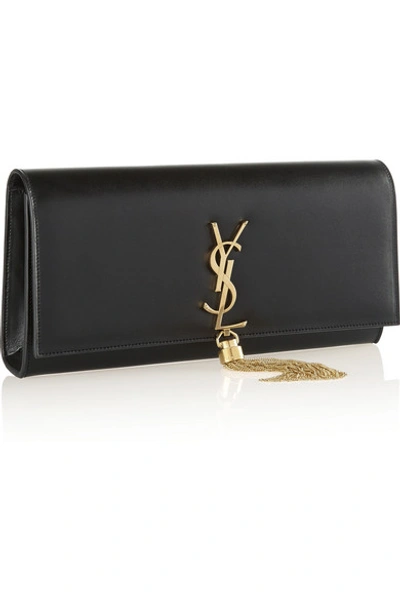 Shop Saint Laurent Monogramme Leather Clutch In Black