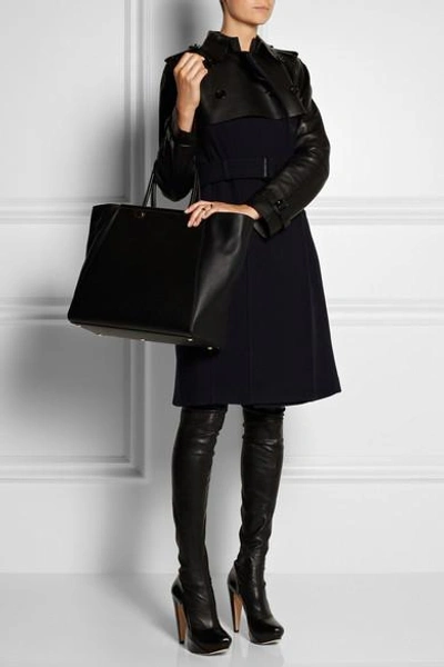 Shop Fendi 2jours Large Textured-leather Shopper In Black