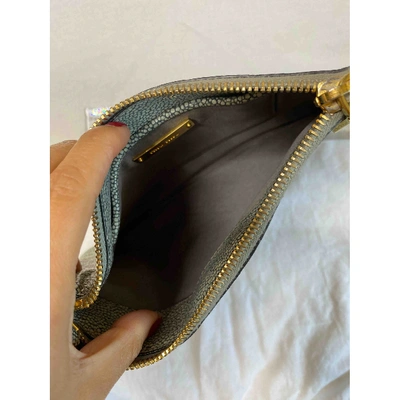 Pre-owned Miu Miu Leather Clutch Bag In Green