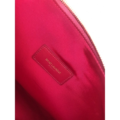 Pre-owned Saint Laurent Leather Clutch Bag In Pink