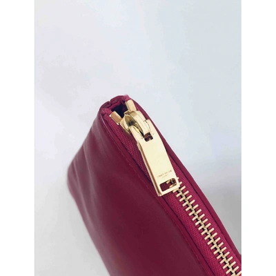 Pre-owned Saint Laurent Leather Clutch Bag In Pink
