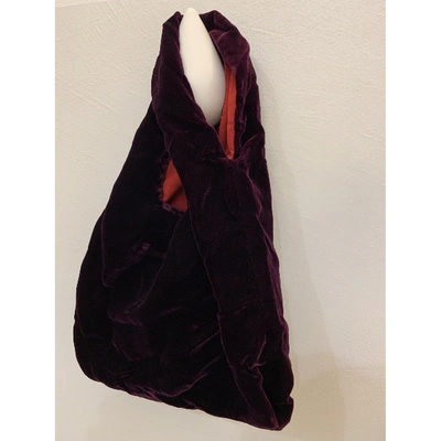 Pre-owned Emporio Armani Velvet Clutch Bag In Burgundy