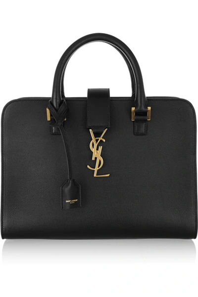 Saint Laurent Small Cabas Monogramme Leather Bag, Black In Nero