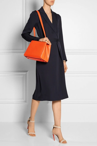 Shop Valextra Triennale Textured-leather Shoulder Bag In Orange