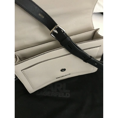 Pre-owned Karl Leather Handbag In Beige