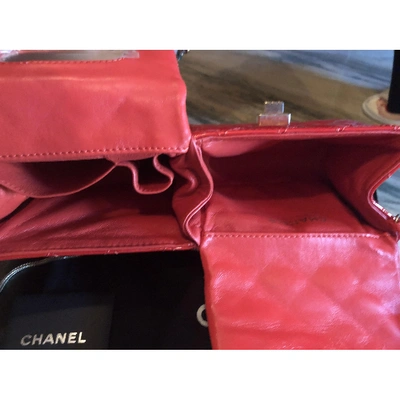 Pre-owned Chanel 2.55 Leather Clutch Bag In Red