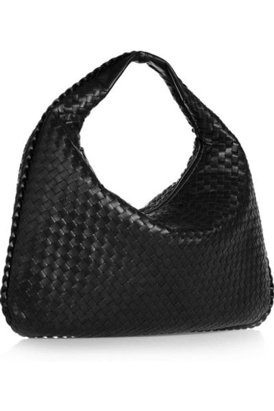 Shop Bottega Veneta Veneta Large Intrecciato Leather Shoulder Bag In Black