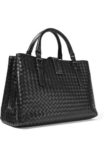 Shop Bottega Veneta Roma Large Intrecciato Leather Tote In Black