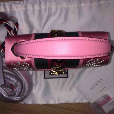 Pre-owned Gucci Sylvie Silk Crossbody Bag In Pink