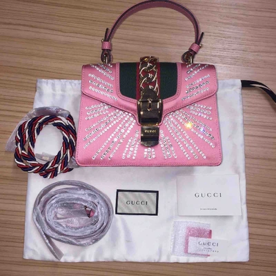 Pre-owned Gucci Sylvie Silk Crossbody Bag In Pink