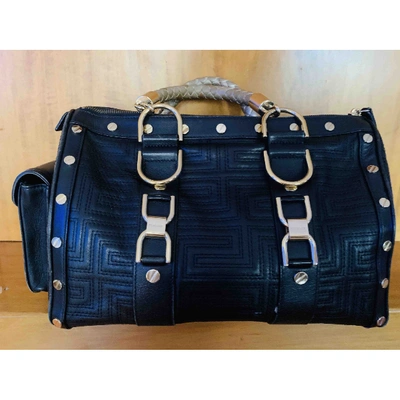 Pre-owned Versace Leather Handbag In Black