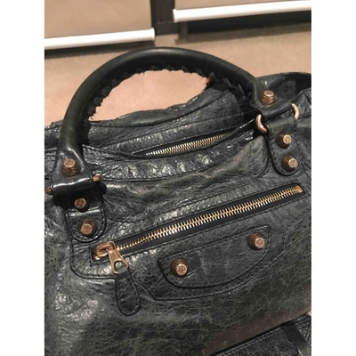 Pre-owned Balenciaga City Leather Handbag In Navy