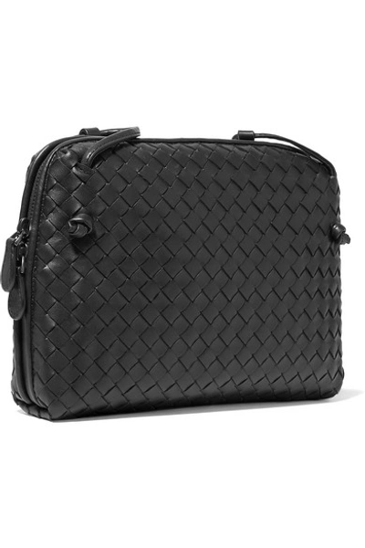 Shop Bottega Veneta Nodini Small Intrecciato Leather Shoulder Bag In Black