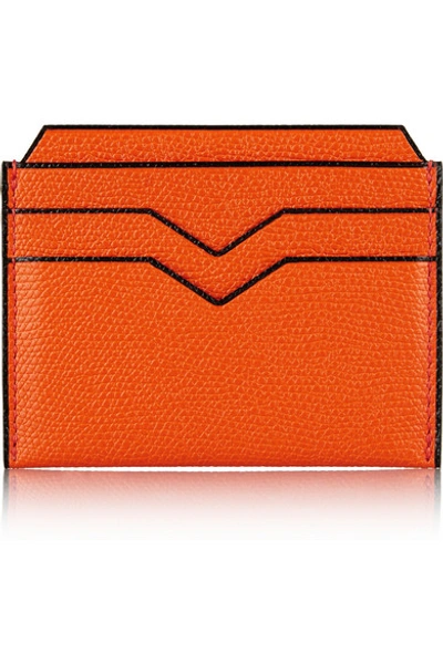 Shop Valextra Textured-leather Cardholder In Orange