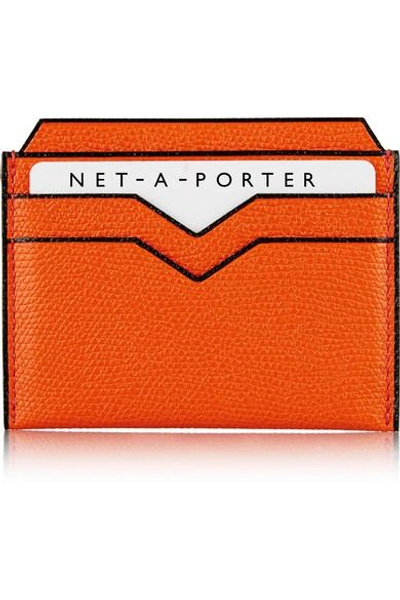 Shop Valextra Textured-leather Cardholder In Orange