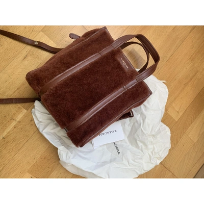 Pre-owned Balenciaga Bazar Bag Brown Shearling Handbag