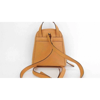 Pre-owned Celine Leather Backpack In Yellow