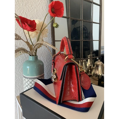 Pre-owned Gucci Queen Margaret Red Alligator Handbags