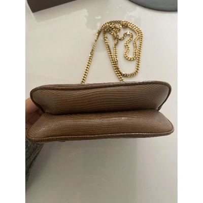 Pre-owned Gucci 1973 Brown Lizard Handbag