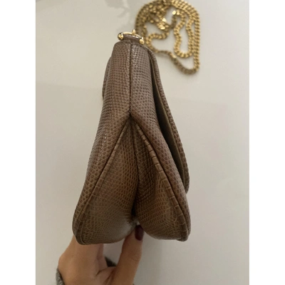 Pre-owned Gucci 1973 Brown Lizard Handbag