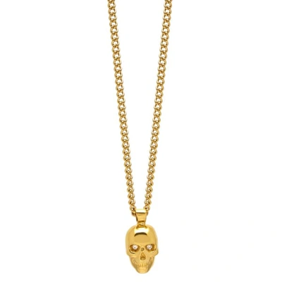 Shop Northskull Atticus Skull Necklace With Clear Swarovski Crystals In Gold