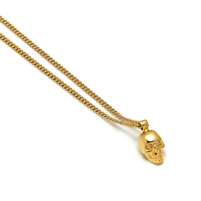 Shop Northskull Atticus Skull Necklace With Clear Swarovski Crystals In Gold