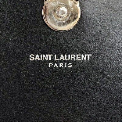 Pre-owned Saint Laurent Pompom Kate Black Leather Clutch Bag