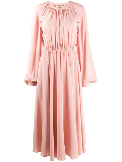Shop N°21 Bishop Sleeves Midi Dress In Pink