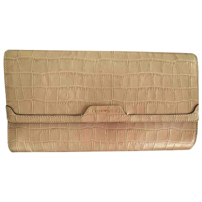 Pre-owned Emporio Armani Beige Leather Clutch Bag