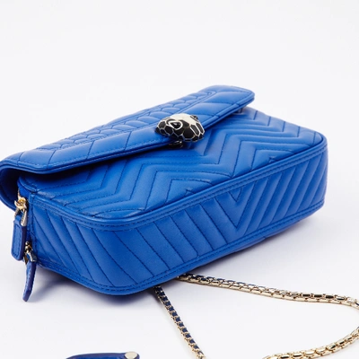 Pre-owned Bulgari Serpenti Blue Leather Handbag
