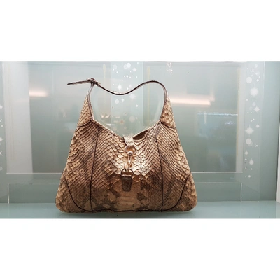 Pre-owned Gucci Jackie Gold Python Handbag