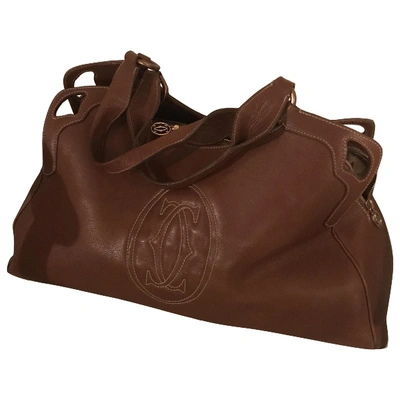 Pre-owned Cartier Marcello Camel Leather Handbag