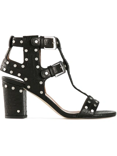 Laurence Dacade Helie Studded Textured-leather Sandals In Black