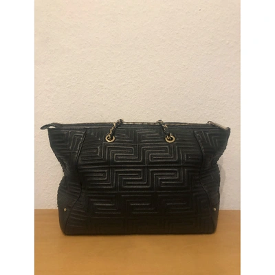 Pre-owned Versace Leather Tote In Black