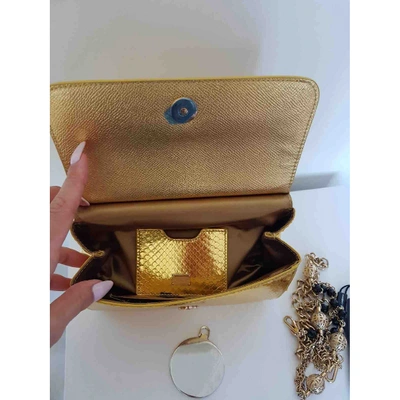 Pre-owned Dolce & Gabbana Sicily Gold Python Handbag
