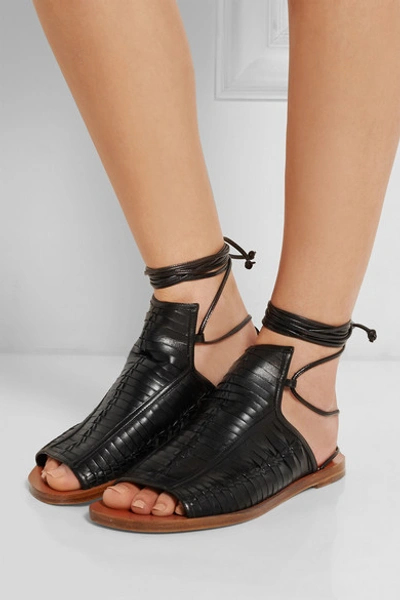 Shop Daniele Michetti Leather Sandals In Black