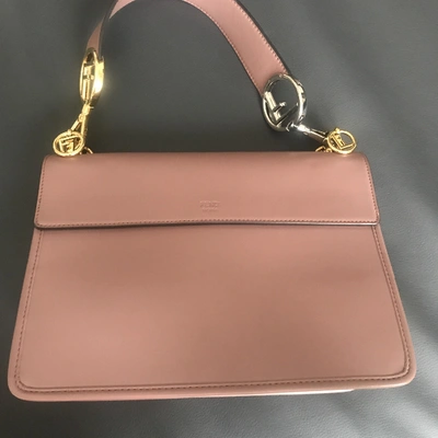 Pre-owned Fendi Kan I Logo Leather Handbag In Pink