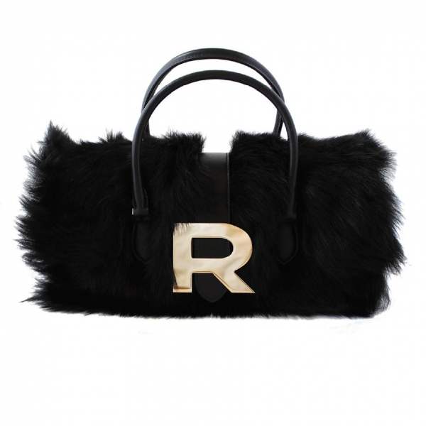 black faux fur handbag