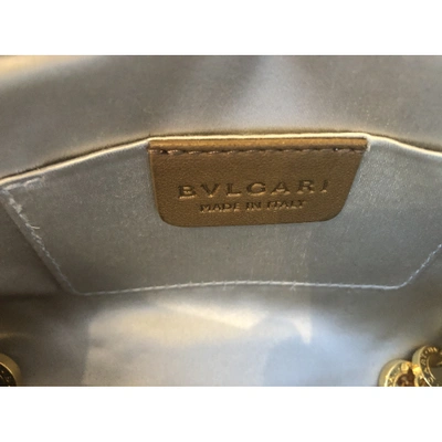 Pre-owned Bulgari Leather Clutch Bag In Beige