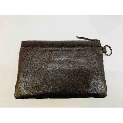 Pre-owned Balenciaga Leather Clutch Bag In Brown