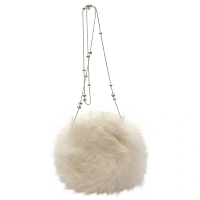 Pre-owned Swarovski Faux Fur Mini Bag In White