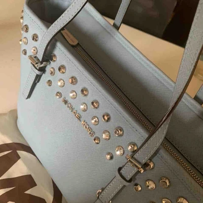 Pre-owned Michael Kors Jet Set Blue Leather Handbag