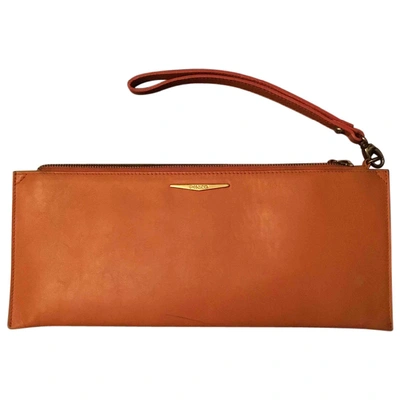 Pre-owned Pinko Orange Leather Clutch Bag