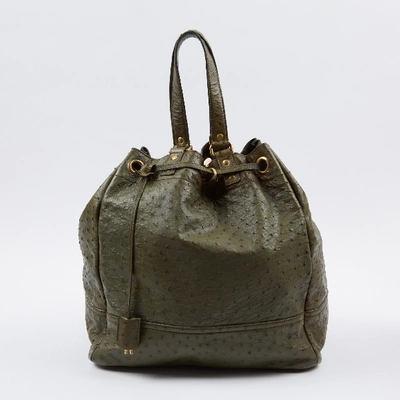 Pre-owned Saint Laurent Khaki Ostrich Handbag