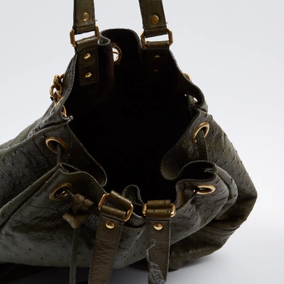 Pre-owned Saint Laurent Khaki Ostrich Handbag