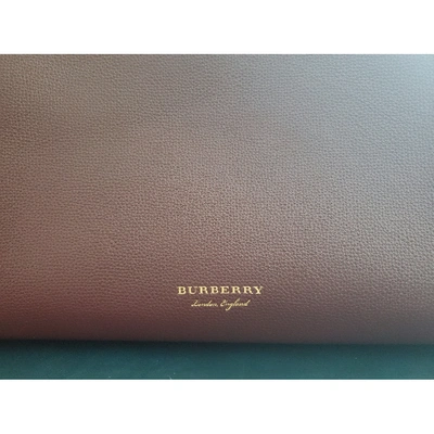 Pre-owned Burberry The Banner  Leather Handbag In Burgundy